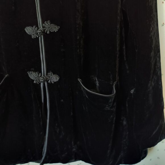 Vintage Shira Leah Velvet Silk Blazer Black Asian Size Medium Burnout Witchy - Picture 5 of 12